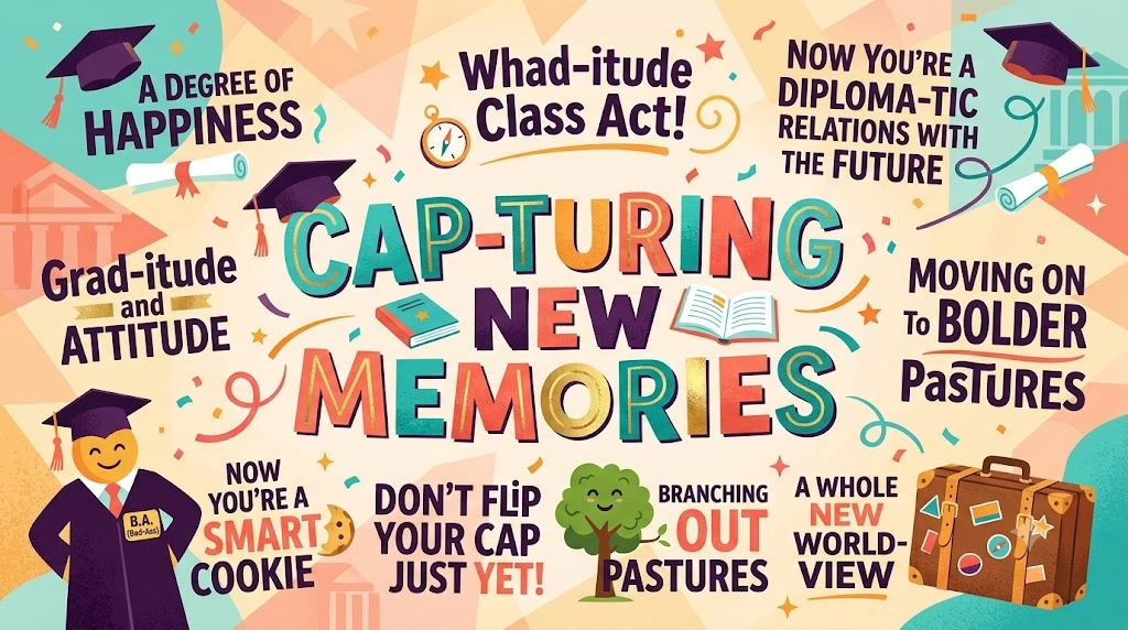 Graduation wordplay puns for emotional farewell vibes