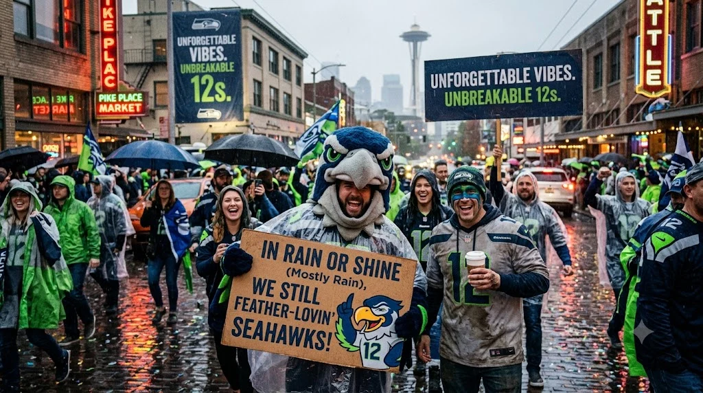 Rain city Seahawks humor and unforgettable vibes