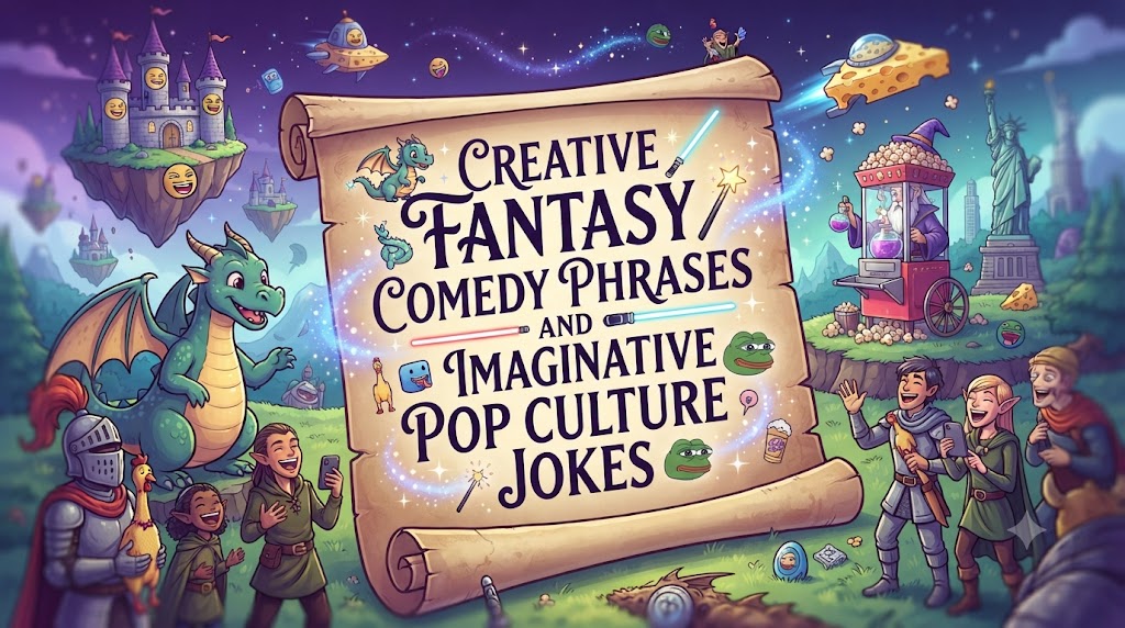 Creative Fantasy Comedy Phrases and Imaginative Pop Culture Jokes.
