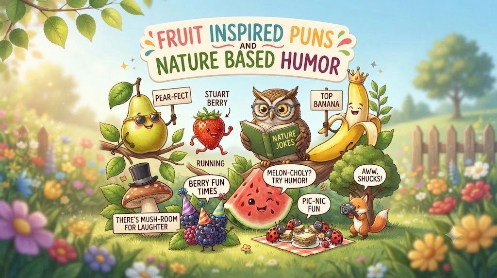 Fruit Inspired Puns and Nature Based Humor.