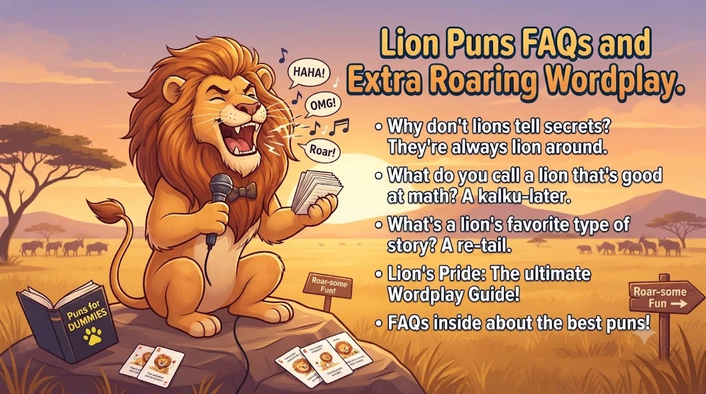 Lion Puns FAQs and Extra Roaring Wordplay.