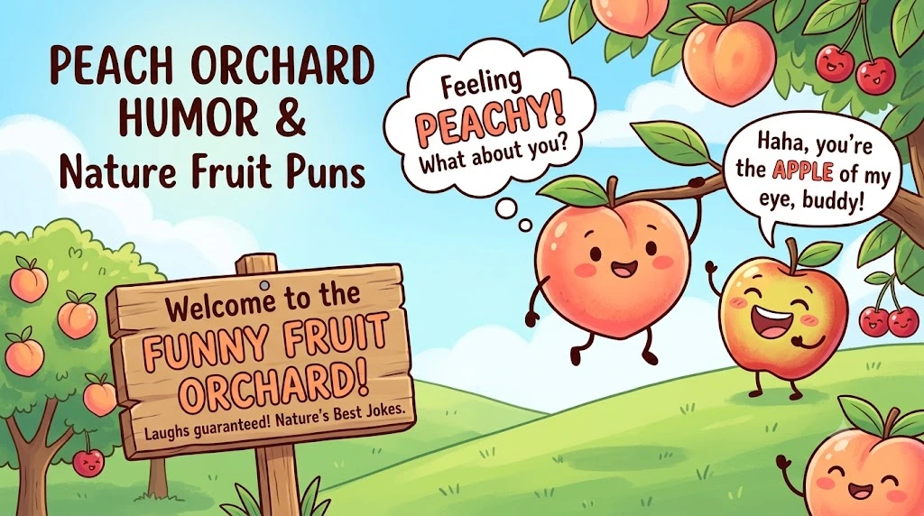 Peach Orchard Humor and Nature Fruit Puns