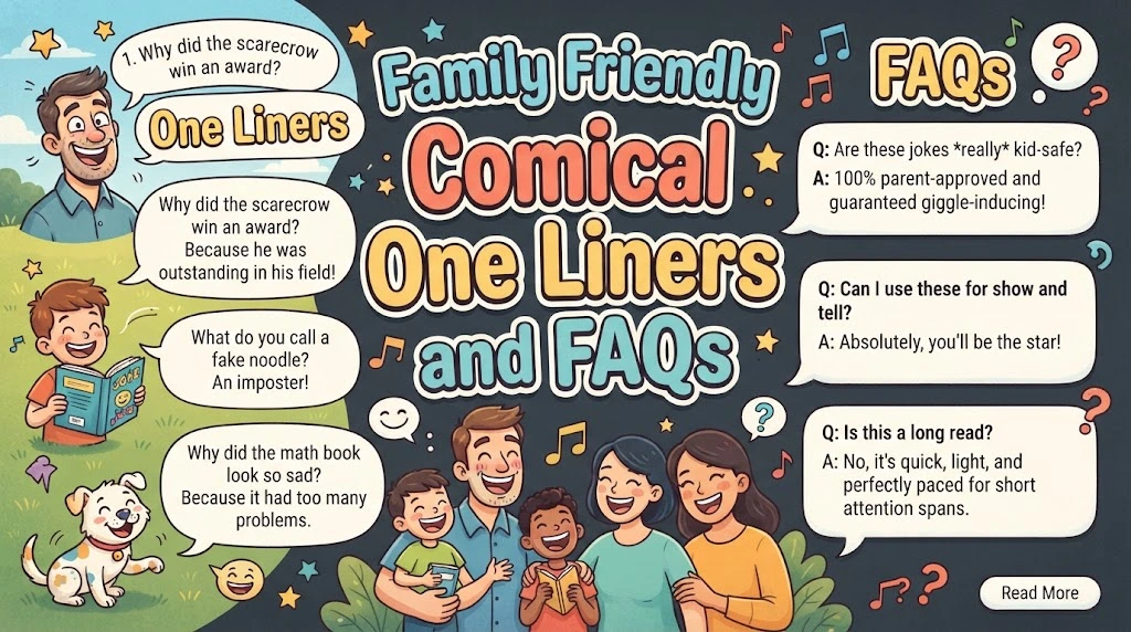 Family Friendly Comical One Liners and FAQs