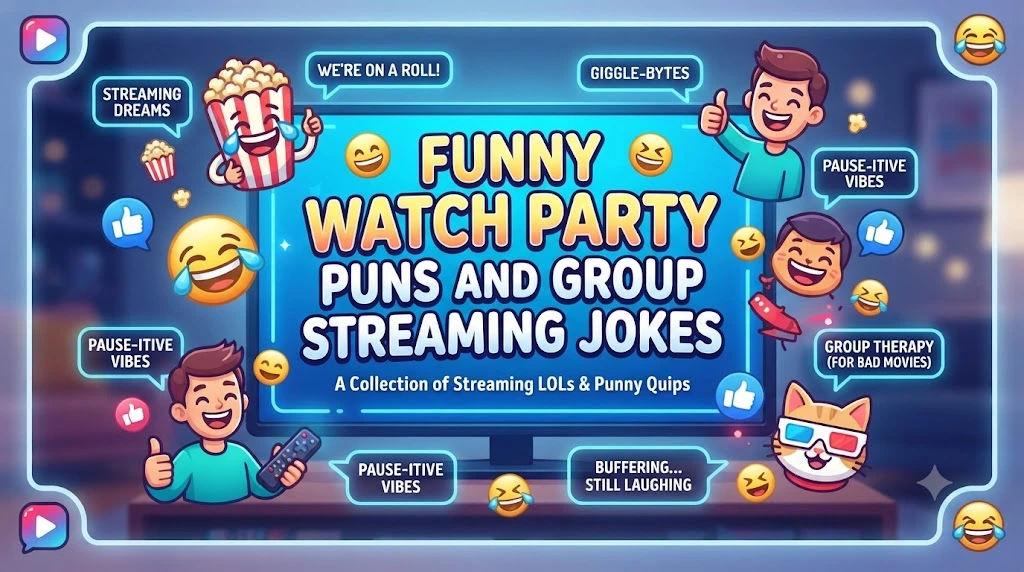 Funny Watch Party Puns and Group Streaming Jokes