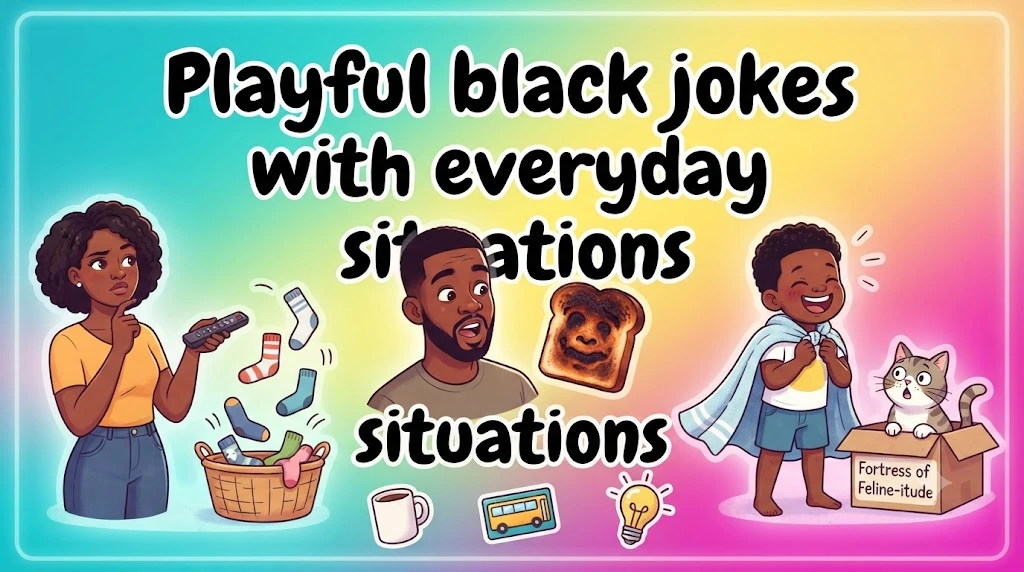 Playful black jokes with everyday situations